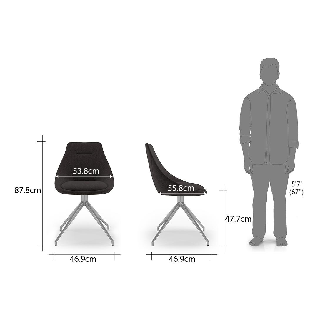 Caribu 4 To 6 Extendable Dining Table With Set Of 6 Doris Swivel Accent Chairs (Colour- Dark Grey, Finish- White High Gloss)