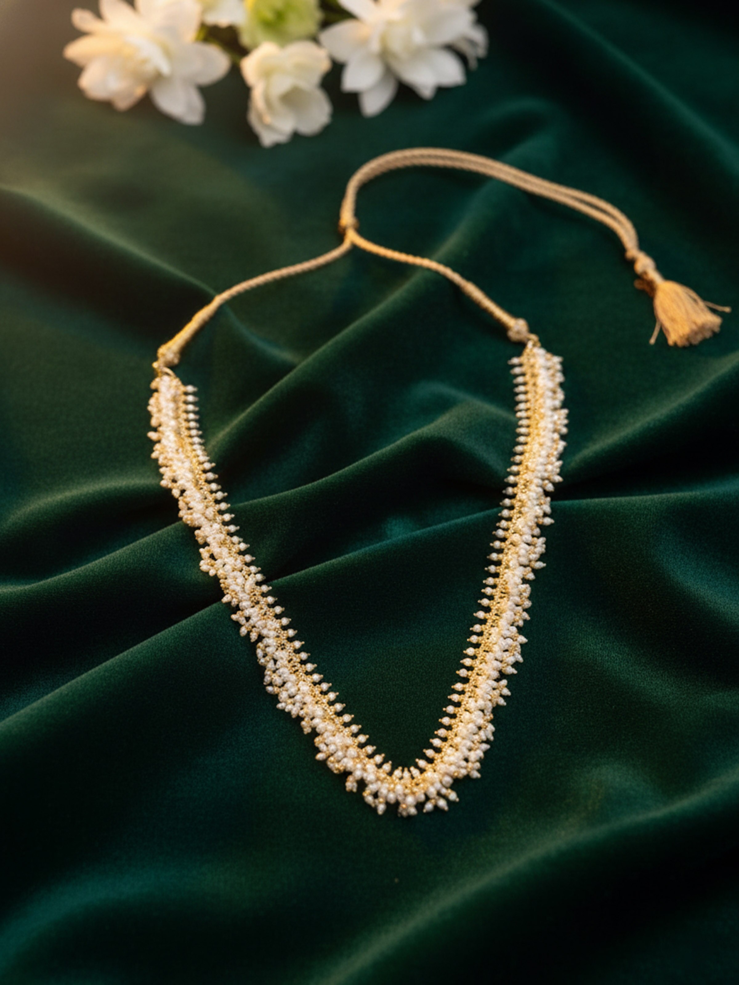 Guttapusalu Long Silver Necklace