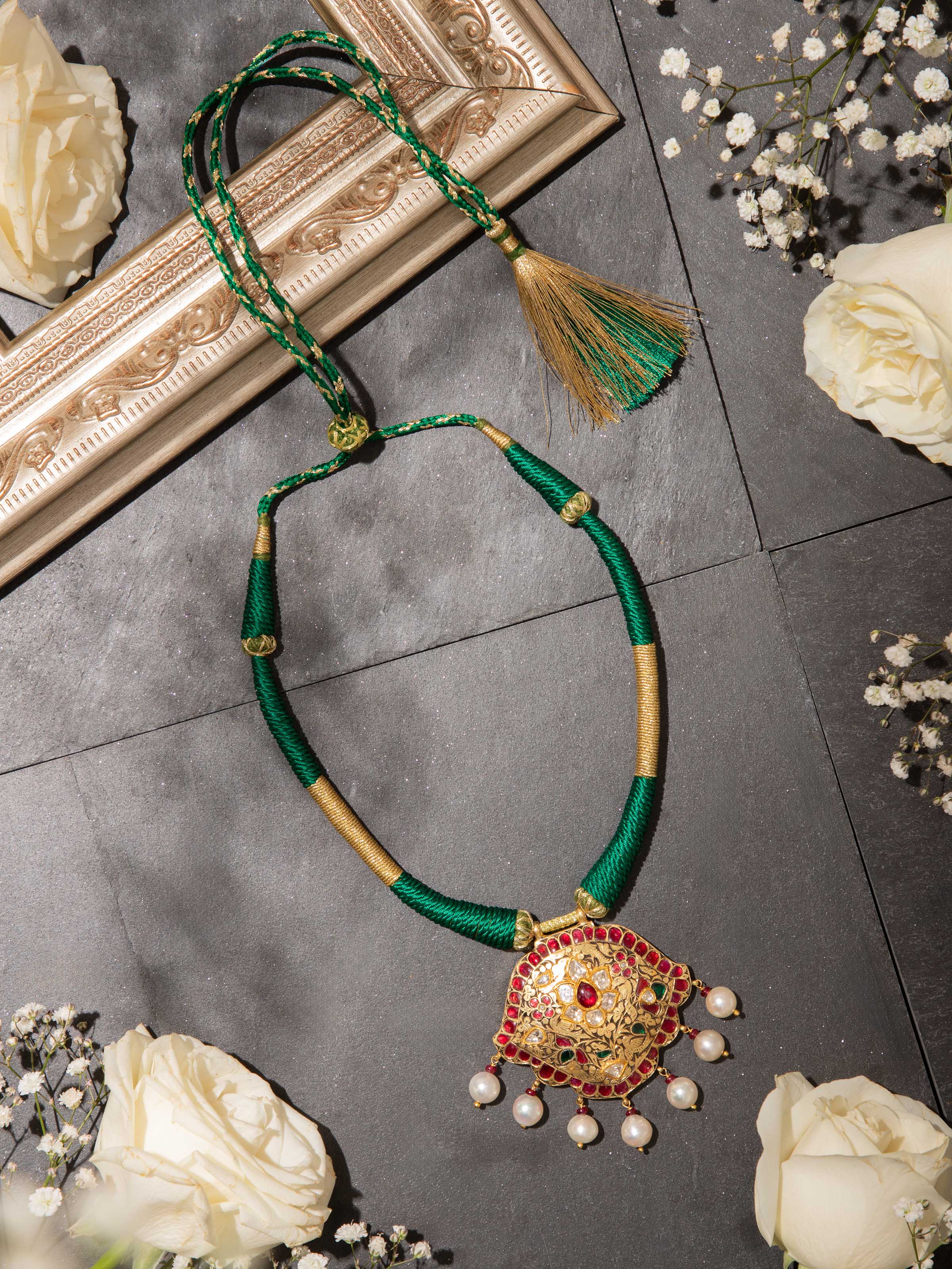 Lifestyle view of Partash 18 Karat Gold Collar Necklace