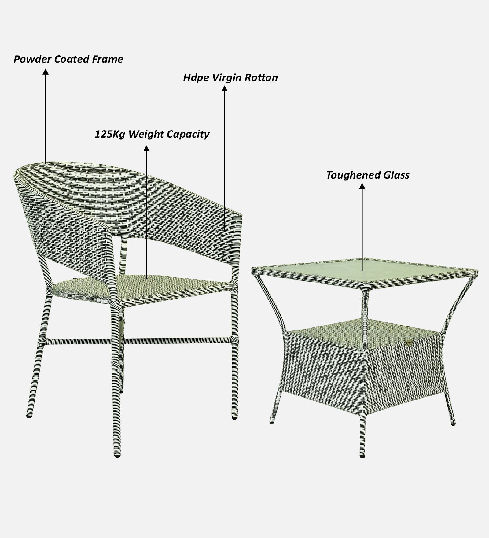 Geelong Wicker Chair White And Black Finish