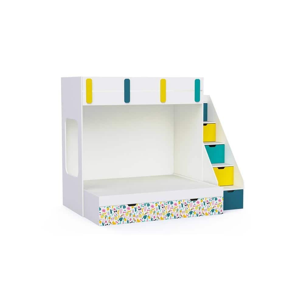 Pattern Dreams Bunk Bed with Storage in White Colour BKBB021