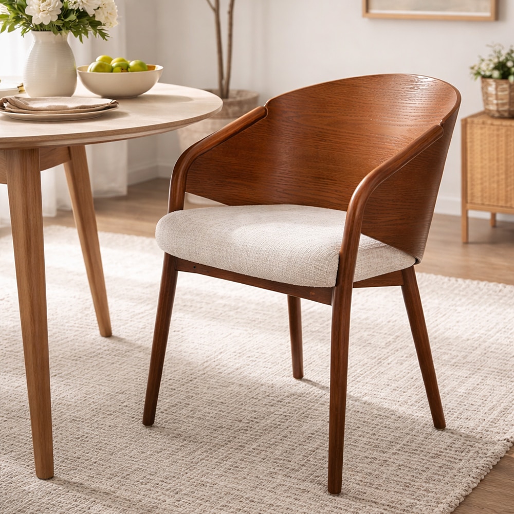 Pusha Veneer Dining Chair in Brown Colour - Living Shape