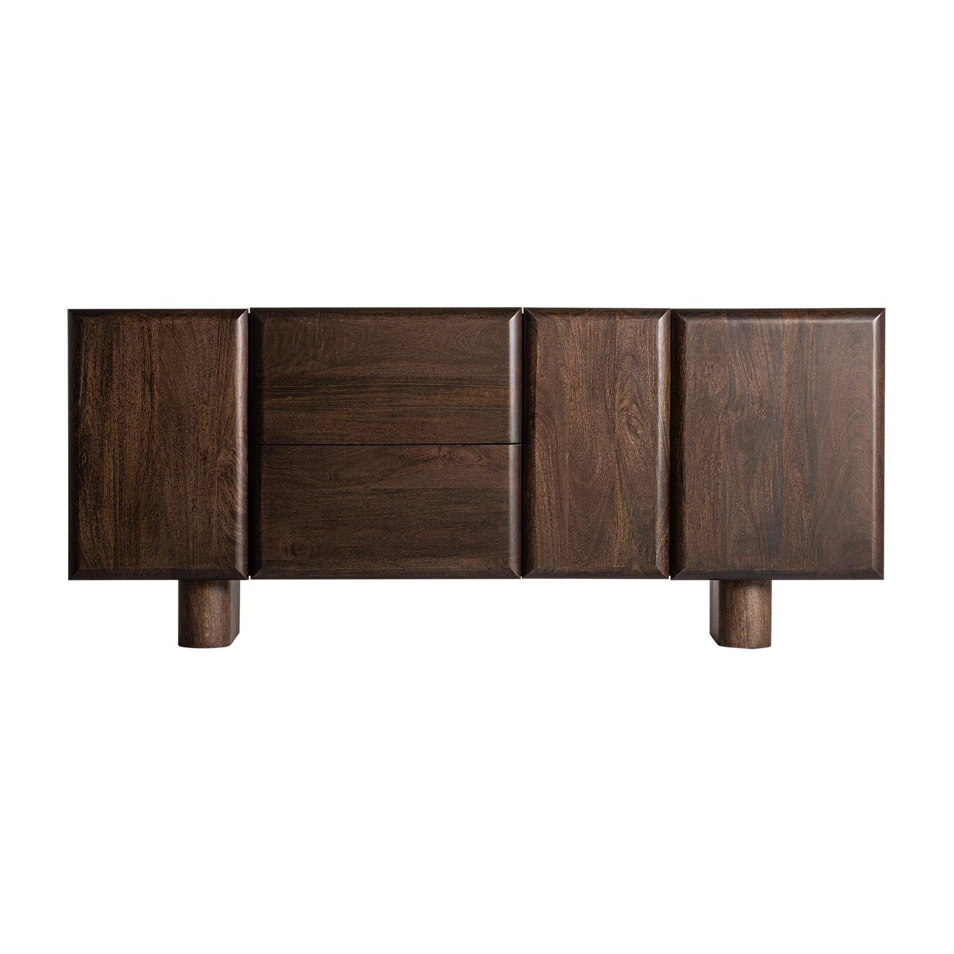 Carleson Solid Mango Wood Sideboard with 4 Door in Provincial teak Finish - Woodenmood