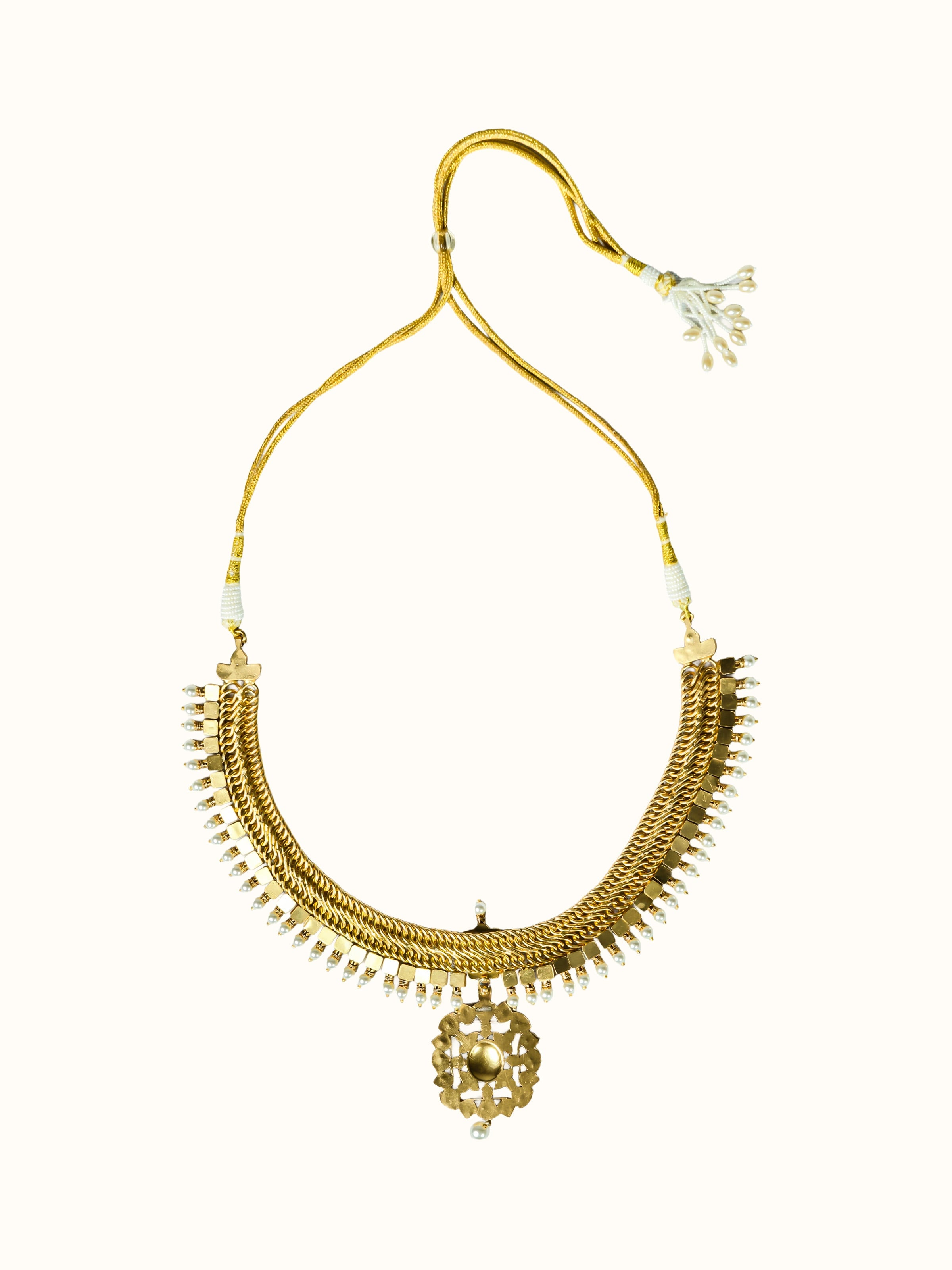 Back view of the Silver Smithing Gold Plated Jadau Necklace