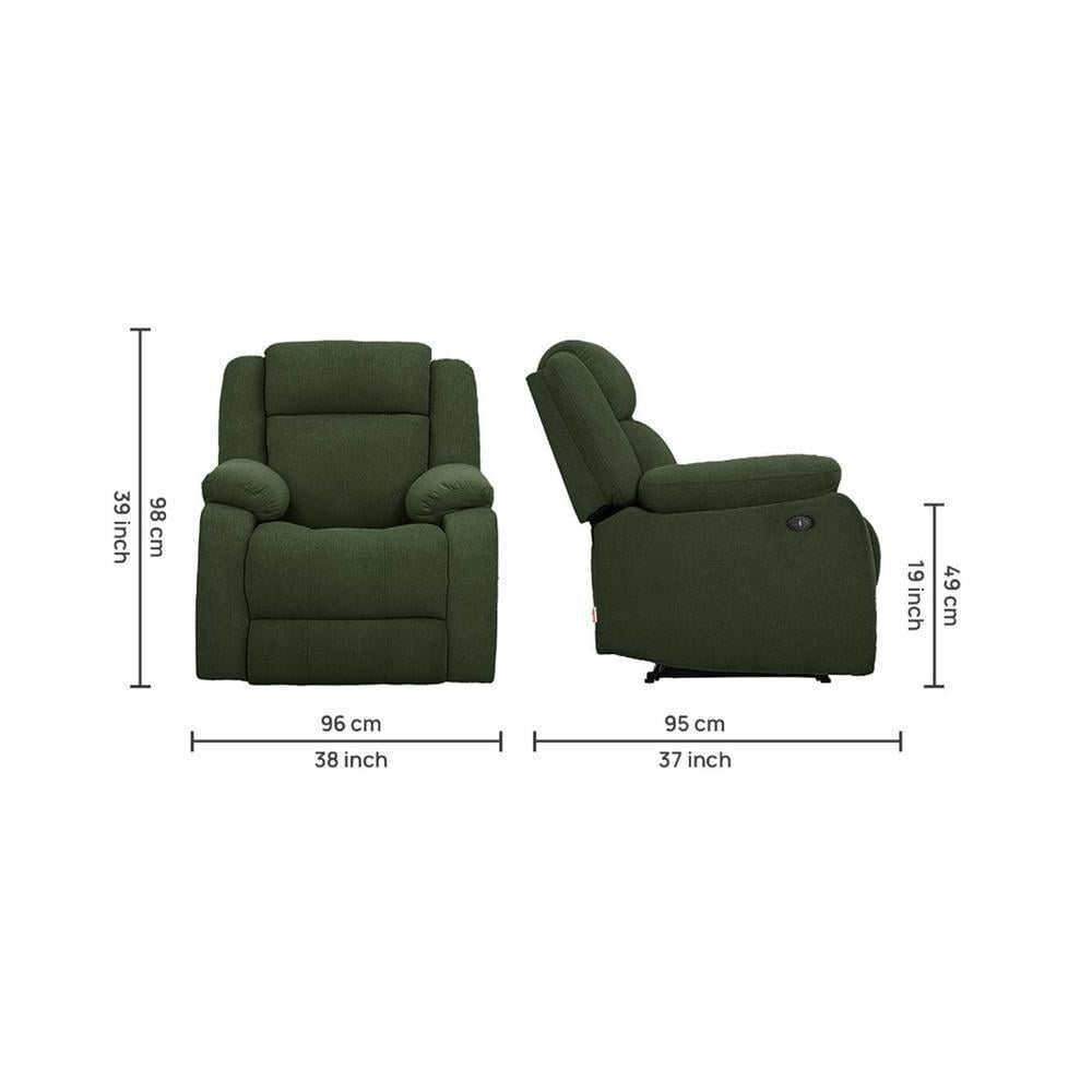 Avalon Fabric One Seater Motorized Recliner in Sap Green Colour