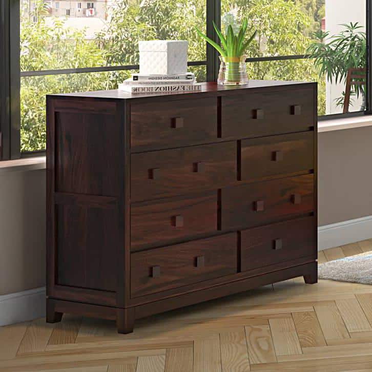 Magellan 8 Solid Wood Chest of 8 Drawers in Mahogany Finish
