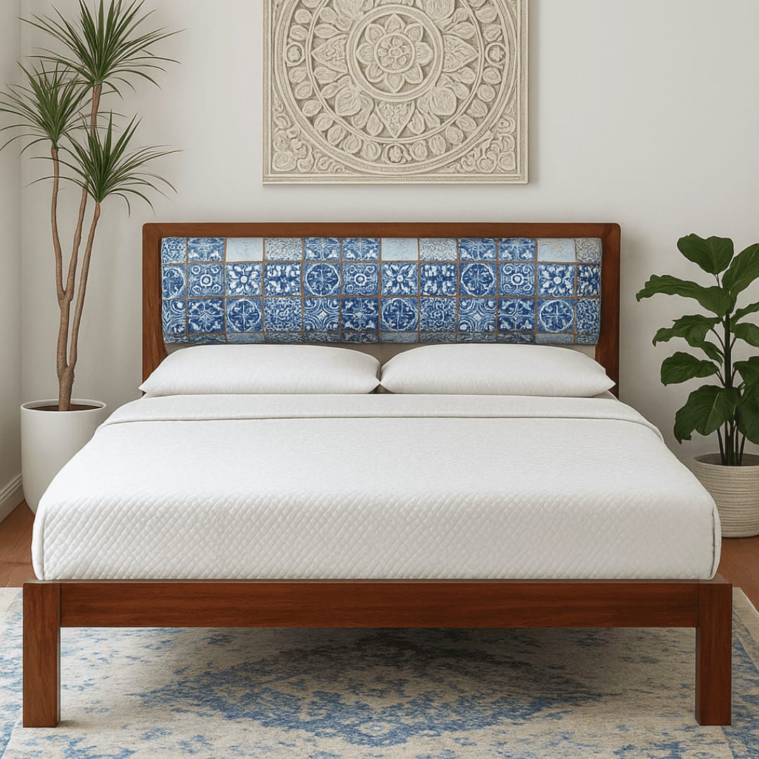 Sierra Solid Wood Non Storage Queen Bed in Provincial Teak Finish