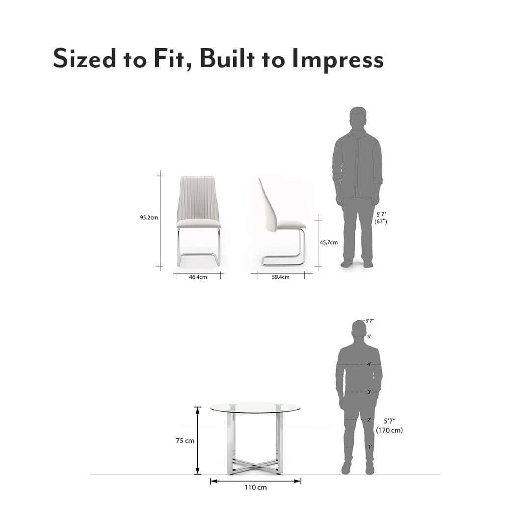 Sanchez 4 Seater Round Table With Set Of 4 Ingrid Dining Chairs (Finish- White)