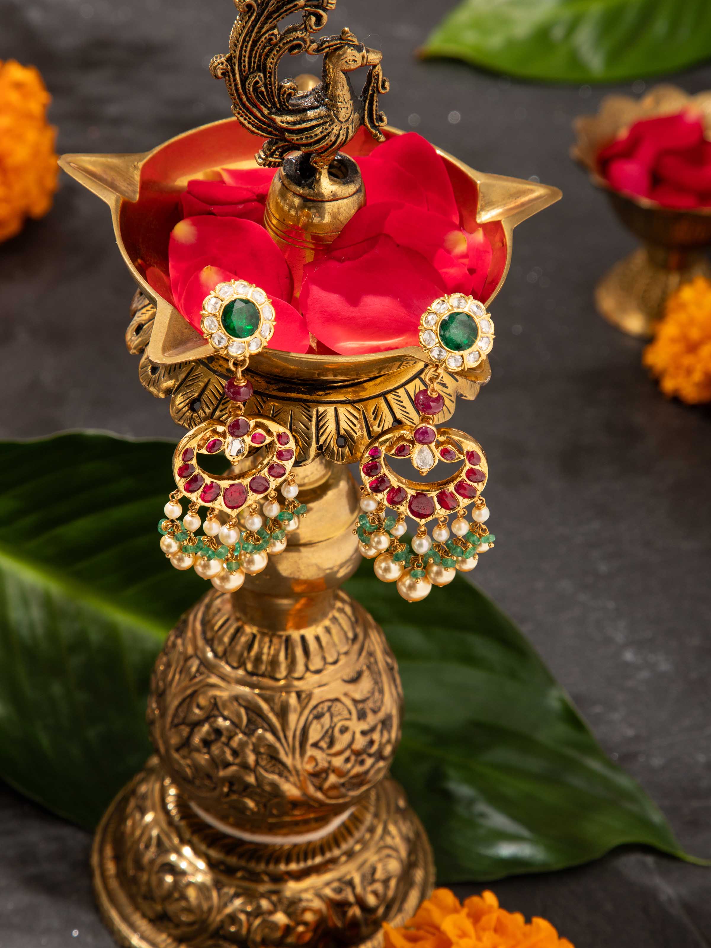 Kundala Velai 22 Karat Gold Drop Earrings