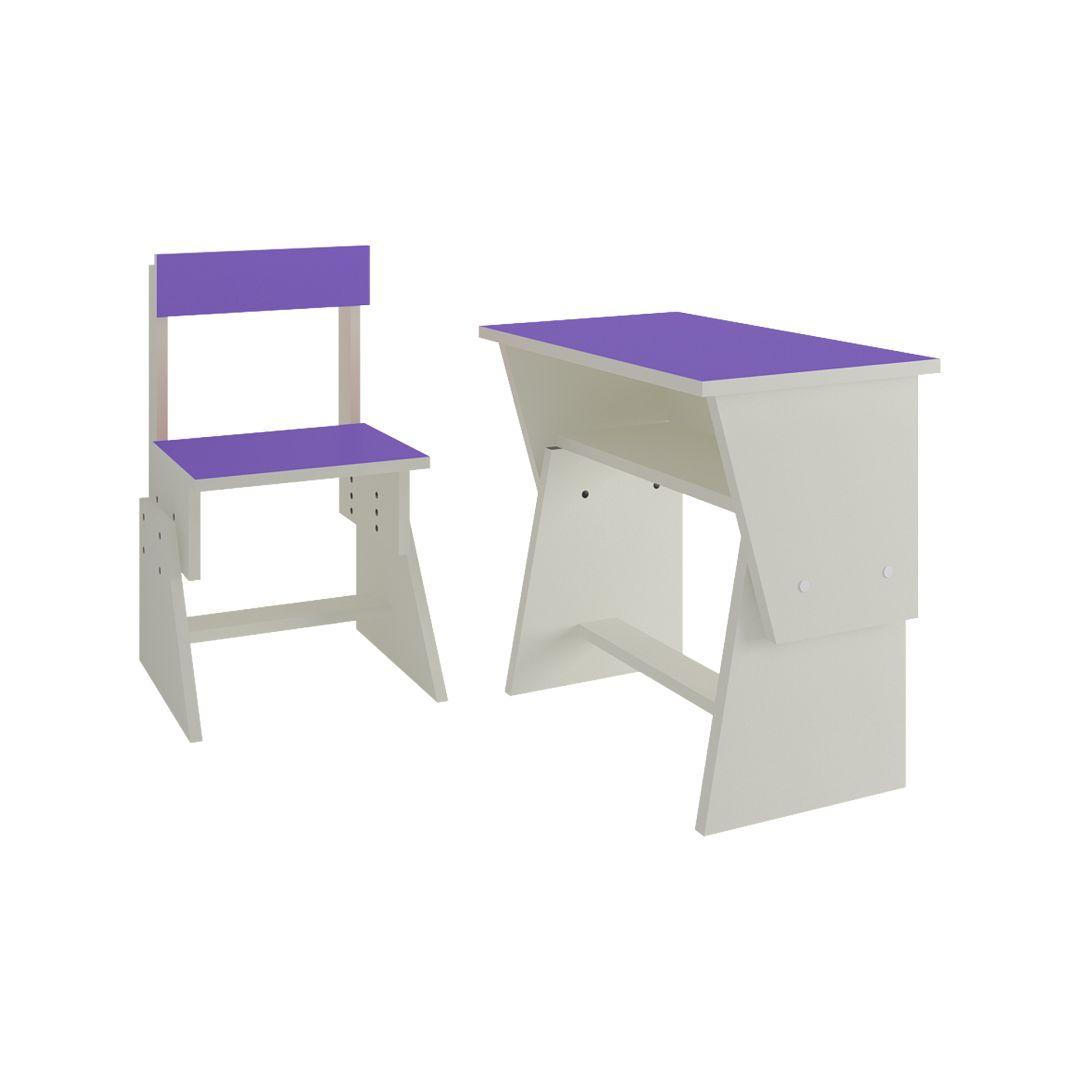 Utopia Extendable Toddler Study Desk and Chair Set in Lavender Purple Colour
