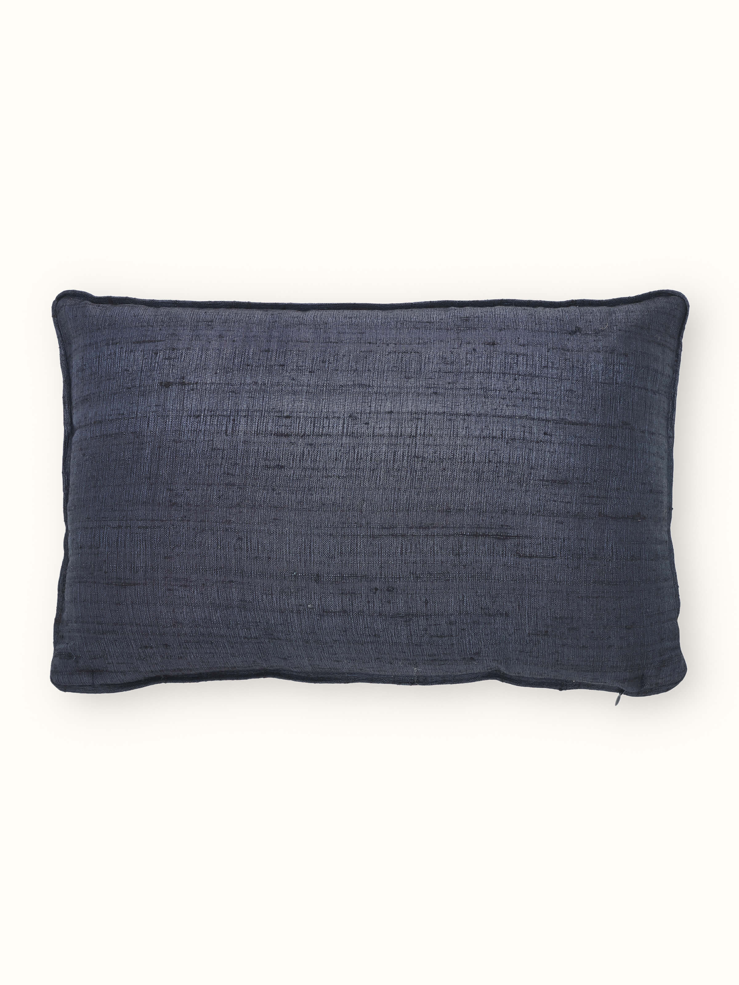 Alankar Dark Blue Diagonal Stripe Silk Zardozi Hand Embroidered Cushion Cover