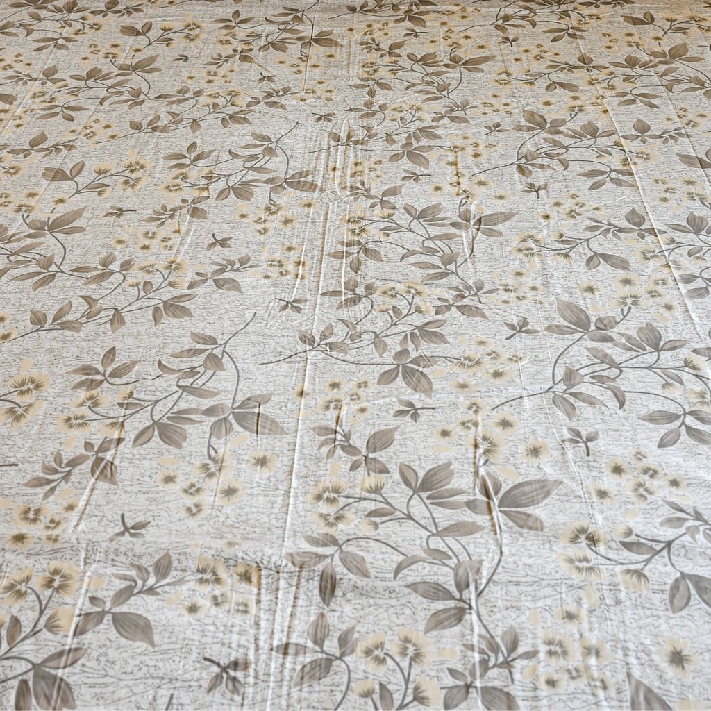 Cream Floral 210 TC Mix Cotton Flat Super King Size Bedsheet With 2 Pilllow Covers From Threads