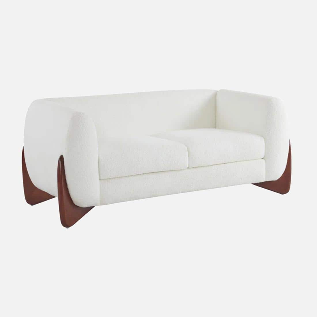 Amala Velvet 2 Seater Sofa in White Colour