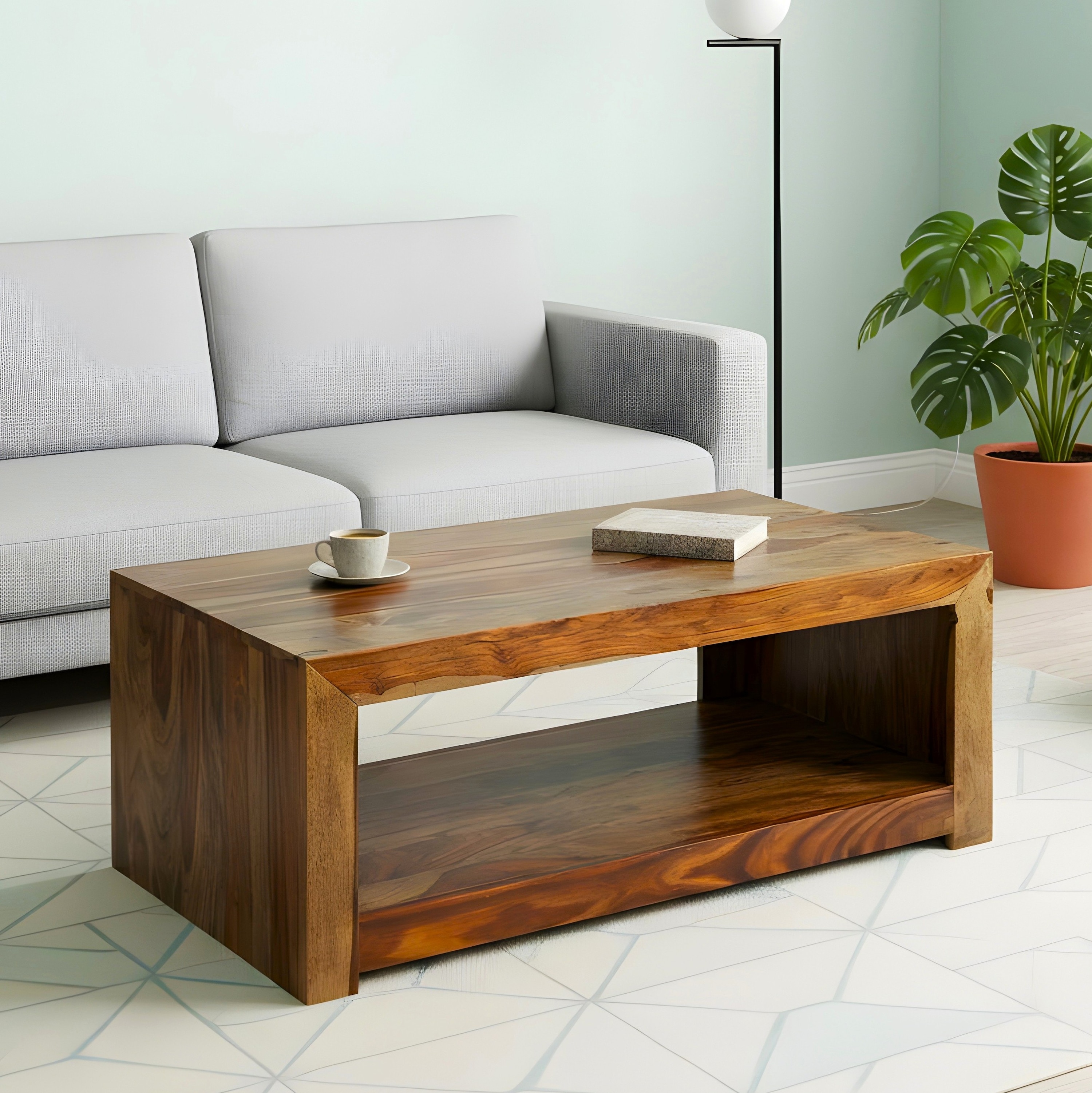 Kassel Sheesham Wood Coffee Table In Teak Finish
