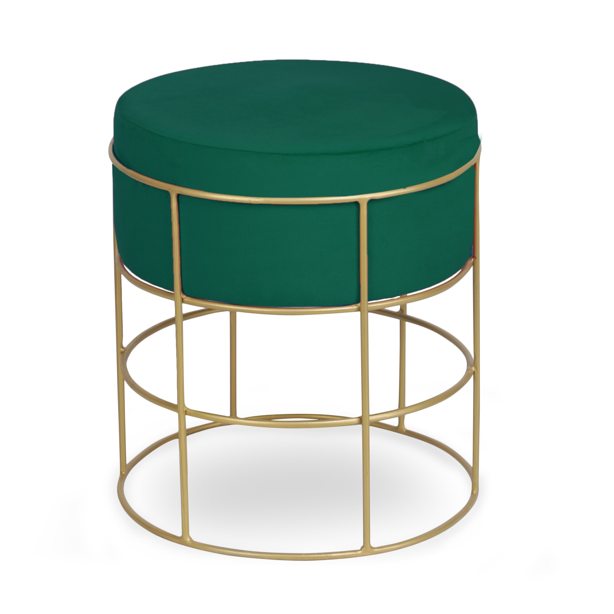 Zachary Solid Wood  Ottomon in  Green Colour