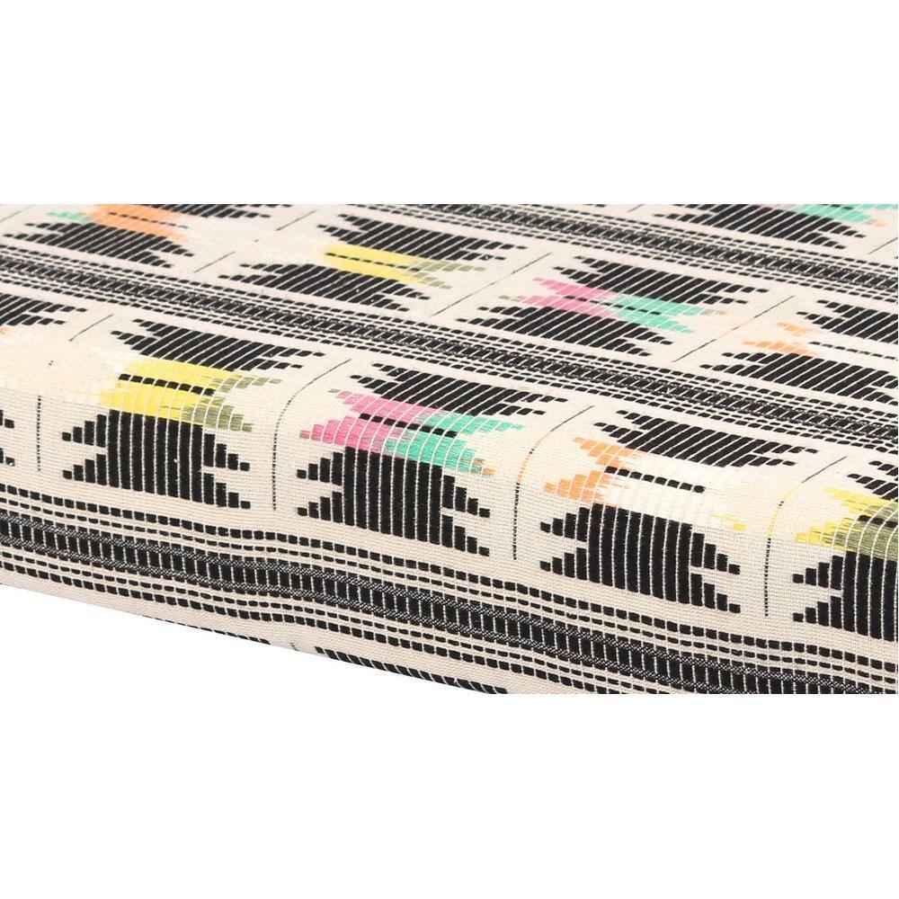 Asteria Solid Wood 2 Seater Bench In Stripe White Jackard Fabric