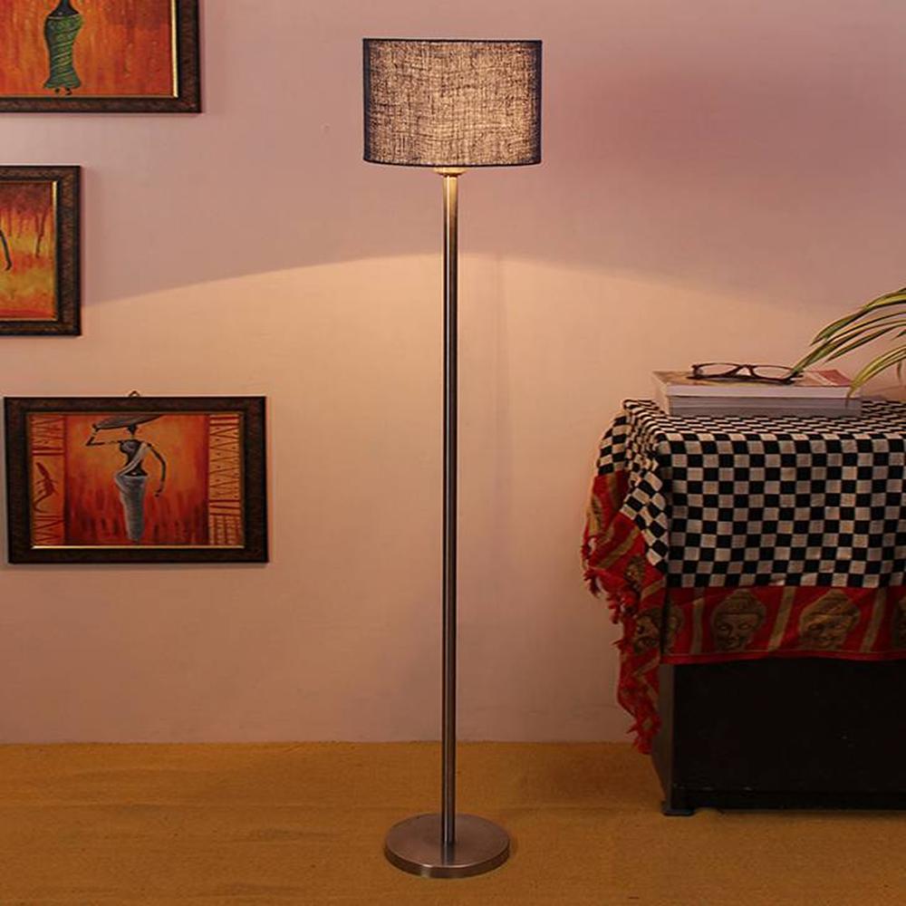 Daveigh Blue Cotton Shade Floor Lamp - Devansh