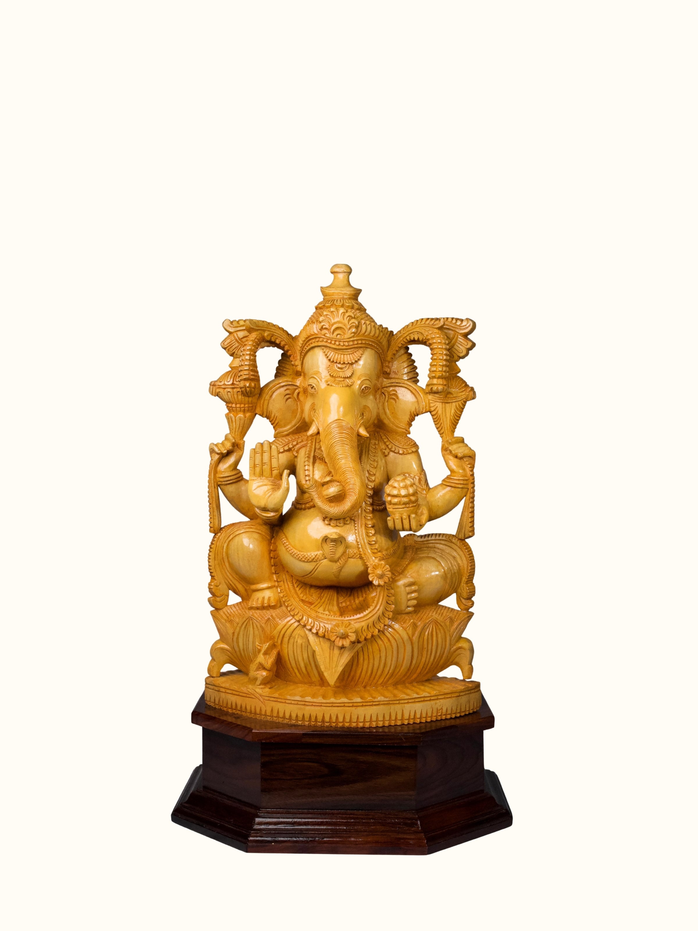 Wood Carved Ganesha Idol