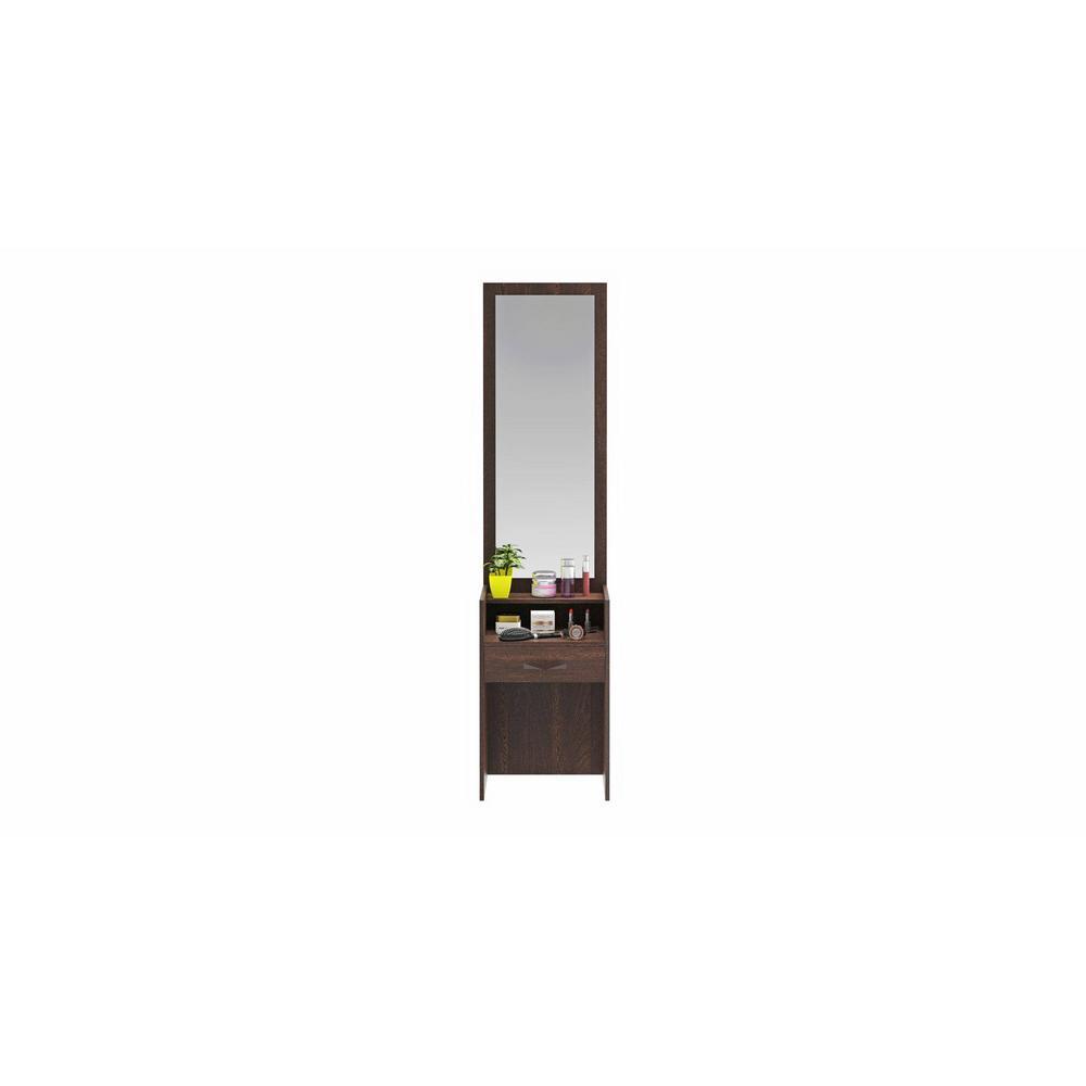 Adaly Engineered Wood Dressing Table Mirror with Drawer & Storage Shelf (Wenge)