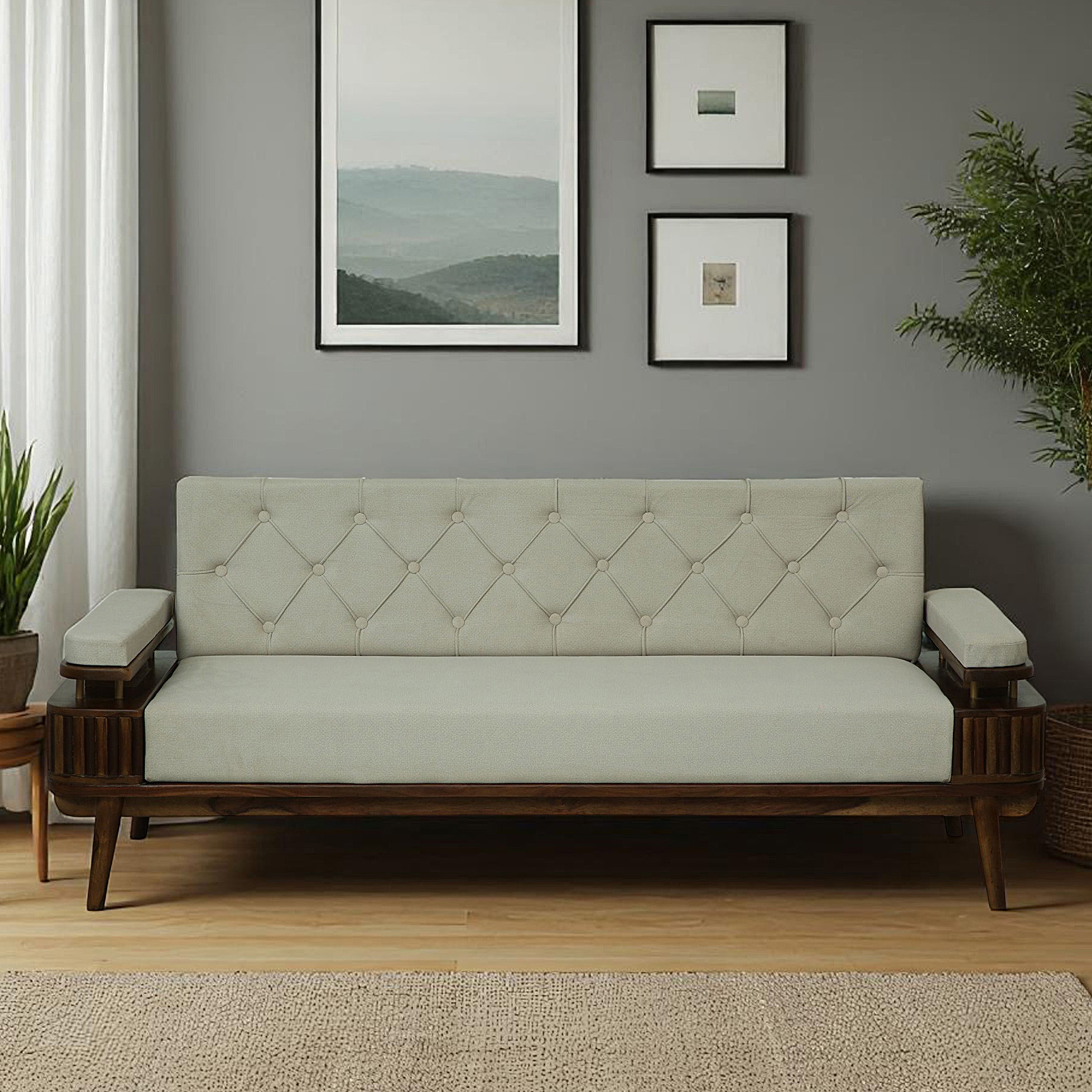 Christian 3 Seater Sofa In Beige Colour - Vintage Home