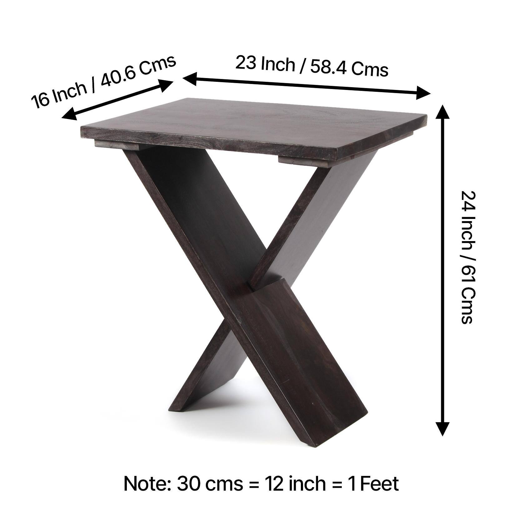 Darcy Sheesham Wood Contemporary Rectangle Set Of 2 Tea Table  Side Tables In Dark Mahagony Finish