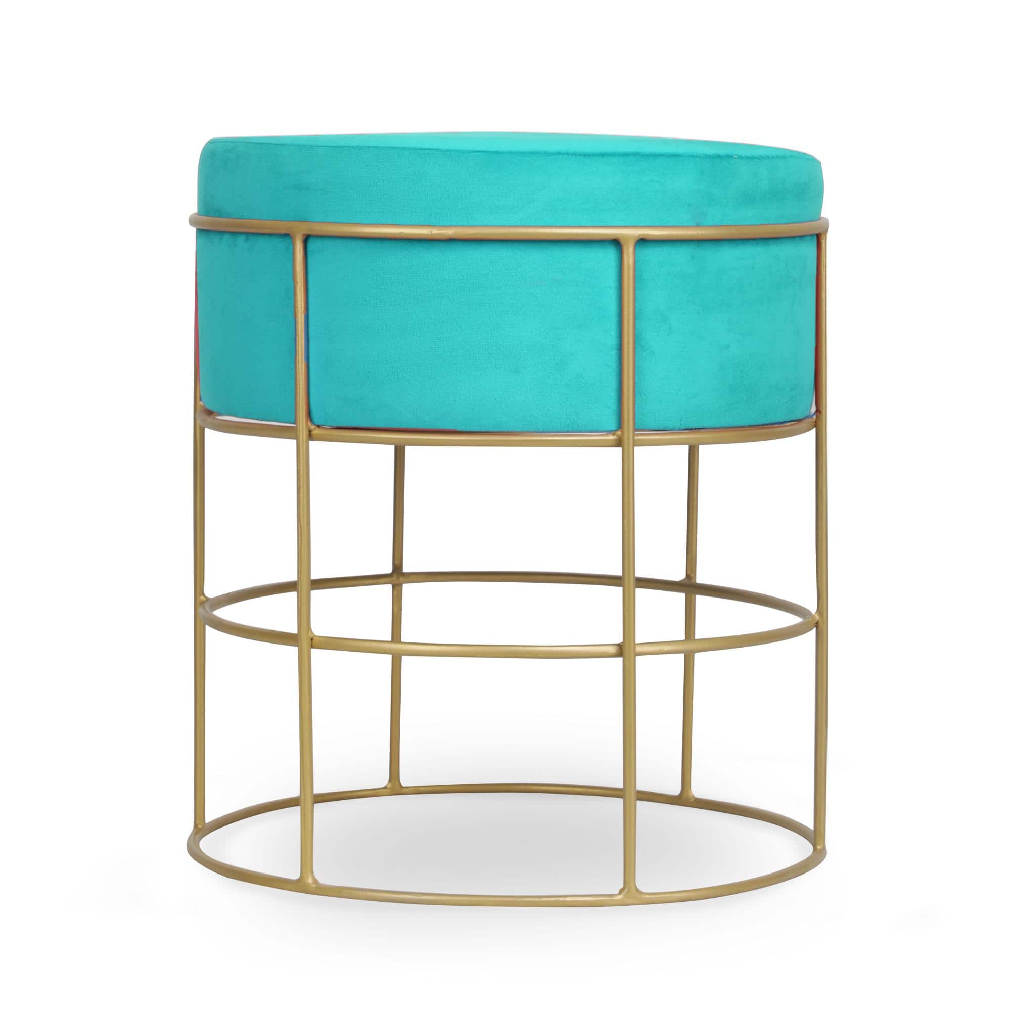 Orion Solid Wood  Ottomon in  Blue Colour