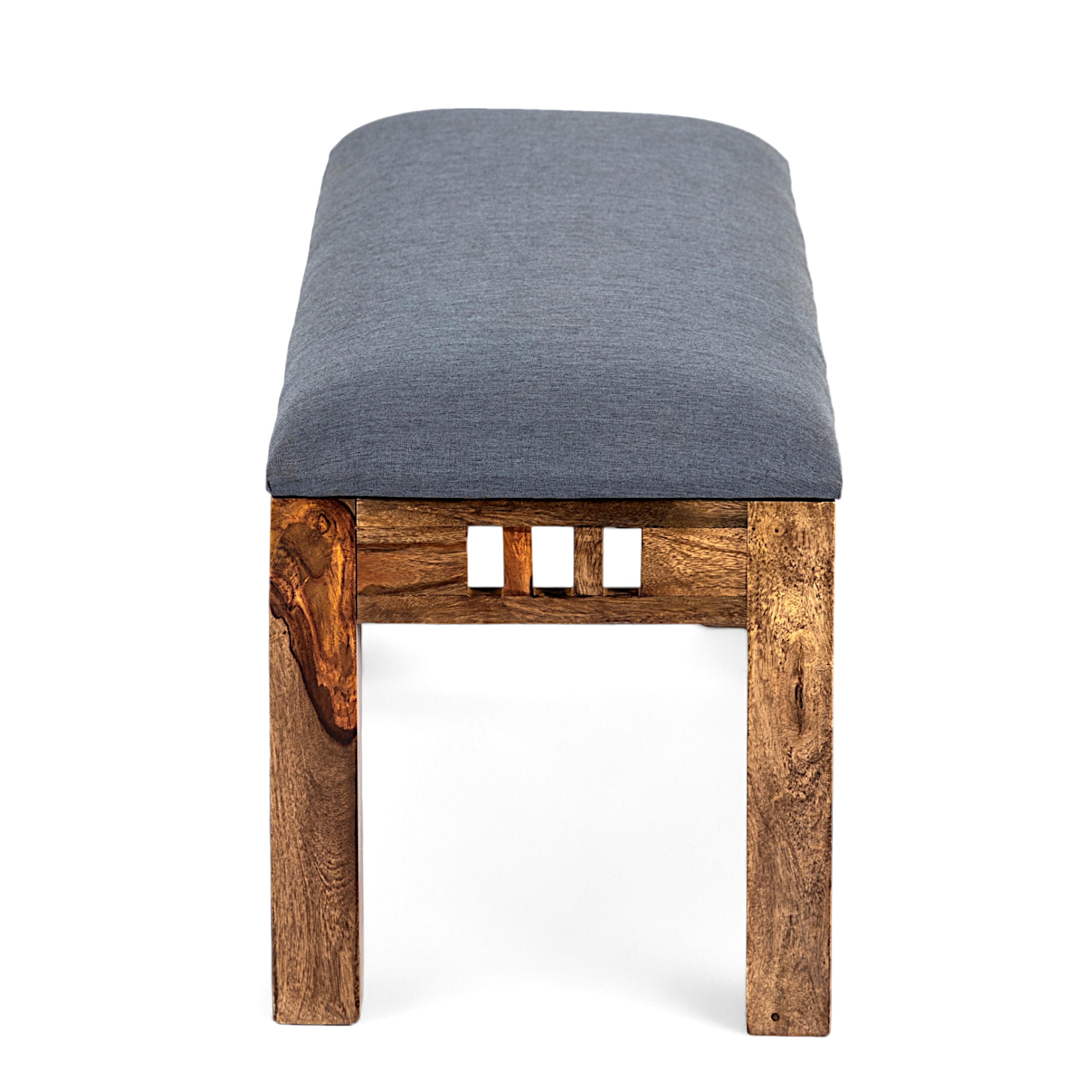 Milford Sheesham Wood Accent Dining Bench (Anchor Grey Fabric Teak Finish)