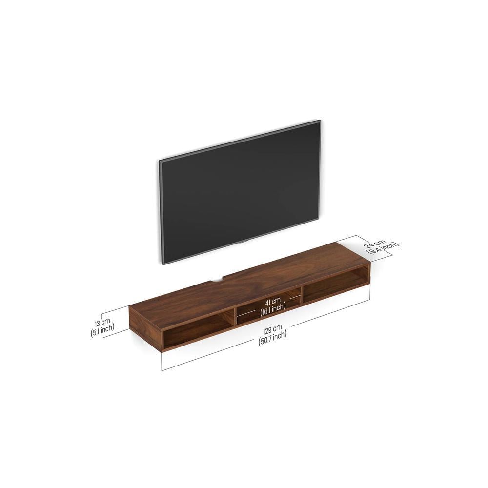 Primax Solo Engineering Wood Wall Mount TV Entertainment Unit Set Top Box Stand/TV Cabinet with Shelves for Books & Décor Display Unit, Ideal for 50 Inches (Brown Maple/DIY)