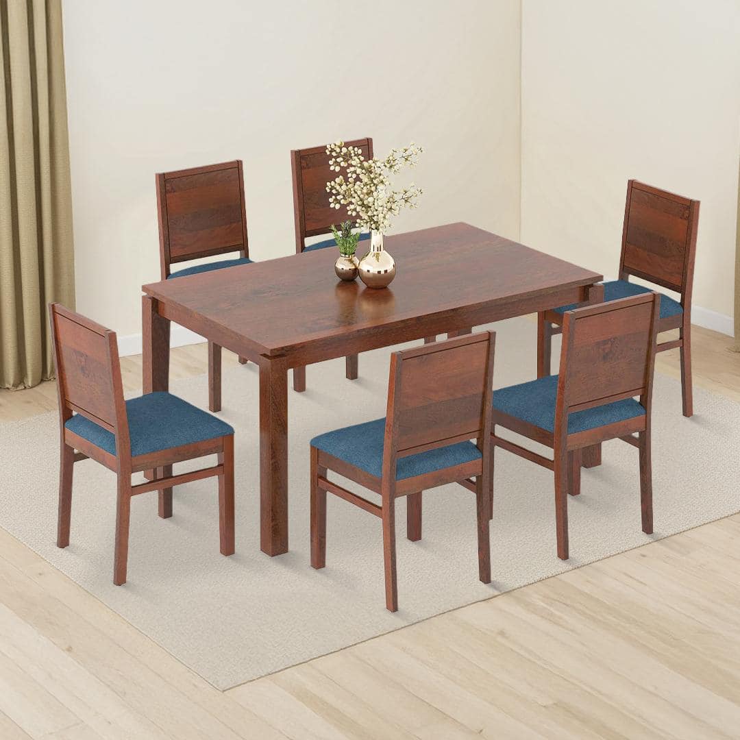 Atlas Solid Wood 6 Seater Dining Table with Atlas Dining chair Set