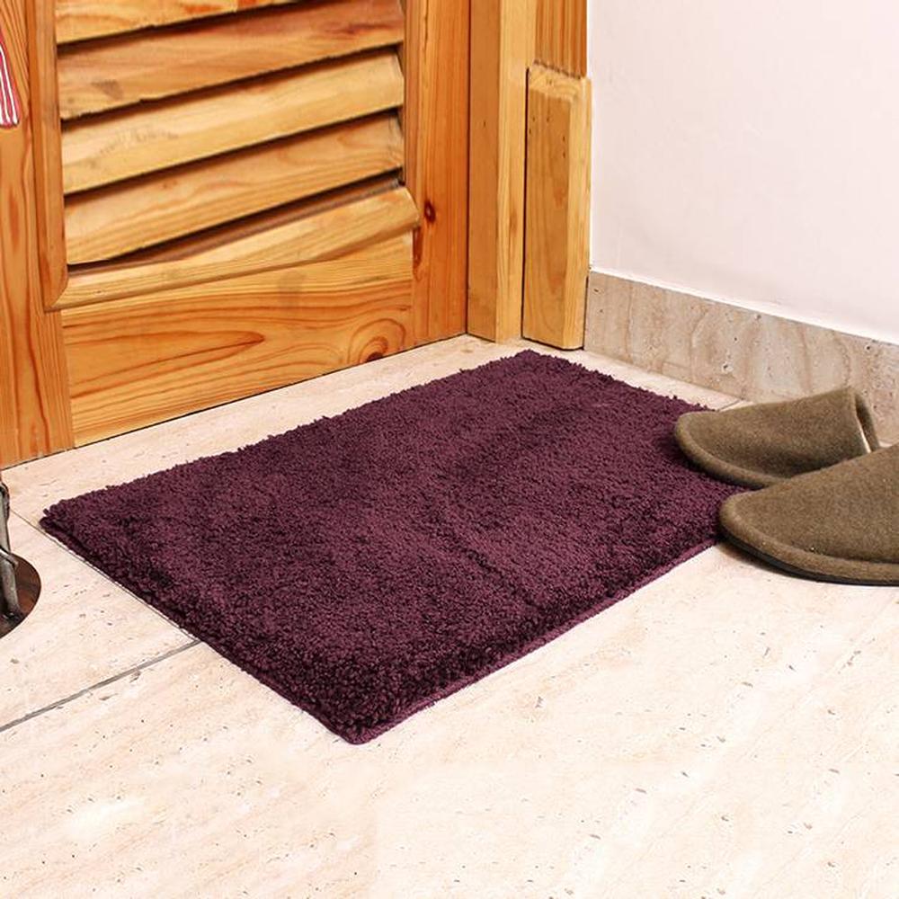 Jayla Purple Solid Natural Fiber 24x16 inches Anti-Skid Bath Mat - Luxe Home International