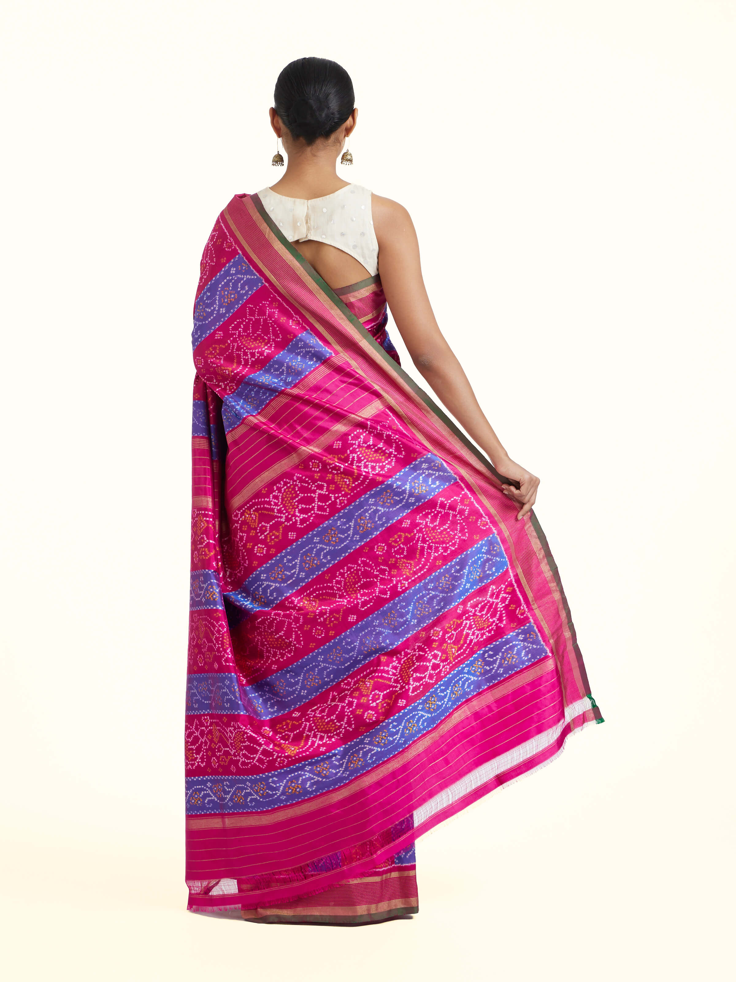 Blue Pochampally Single Ikat Saree