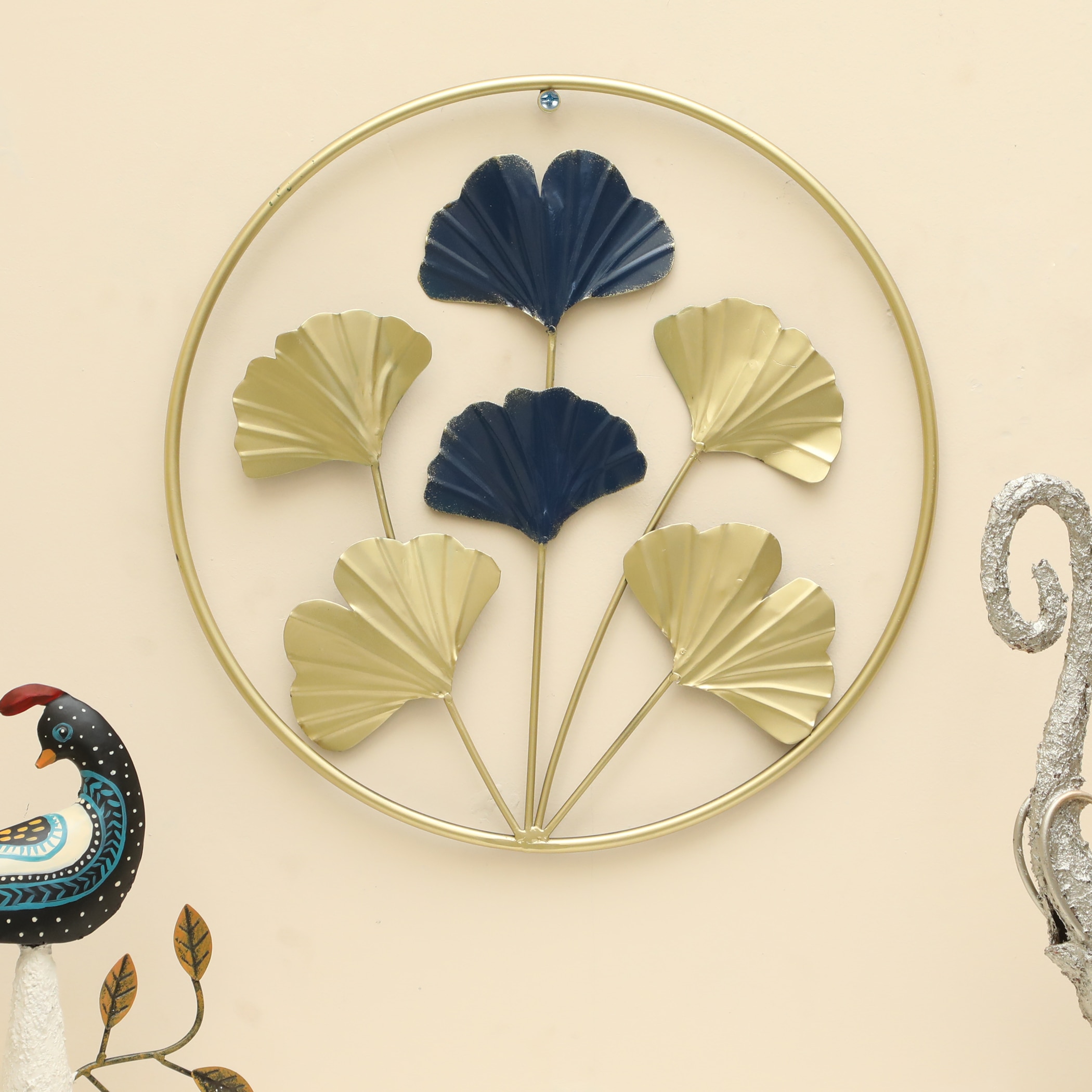 W-Shaan Abstract Metal Wall Decor in Multicolor Set of 1 - Vedas Exports