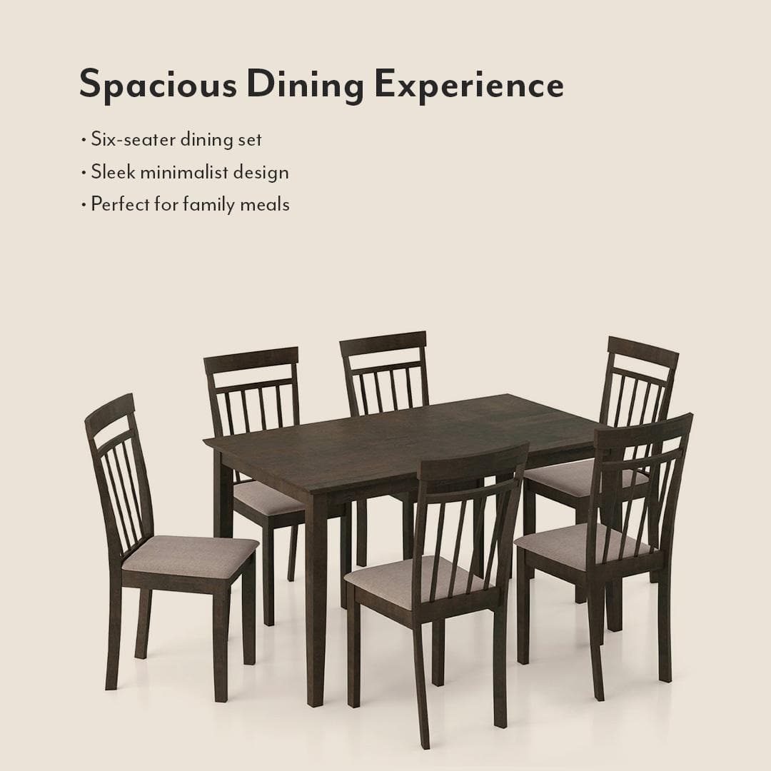 Ava 6 Seater Dining Table Set in Umber Walnut Finish