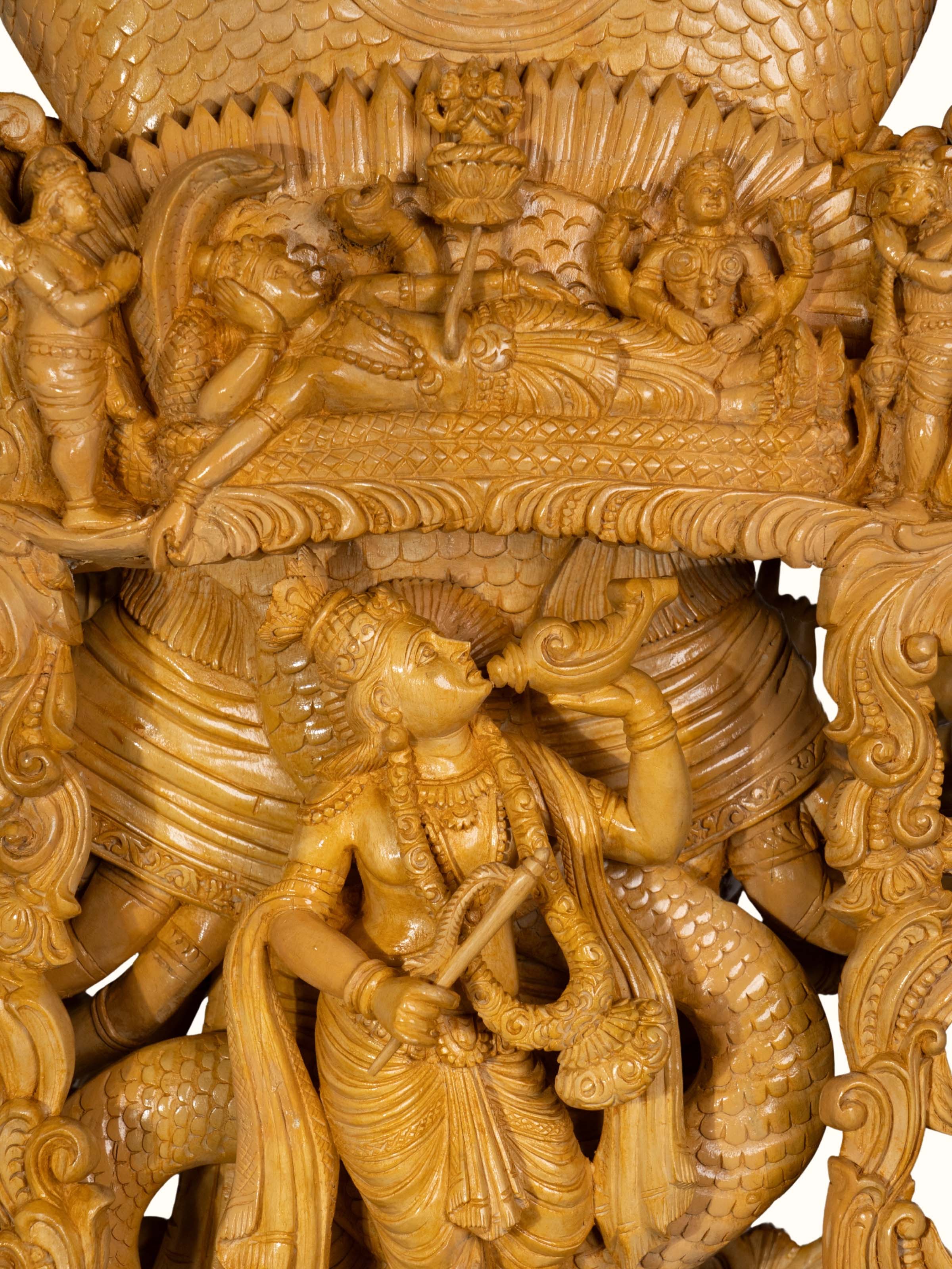 Alternate close-up of the Wood Carved Vishwaroopam Idol