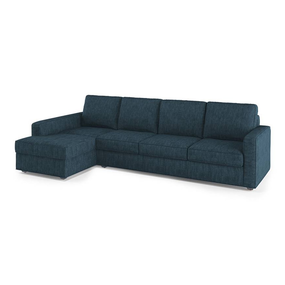 Apollo Compact Fabric Sectional Compact Sofa (Colour : Indigo Blue, Cushion : Soft, Back Type : Regular, Seating Capacity : Left Aligned 3 Seater + Left Aligned Chaise)