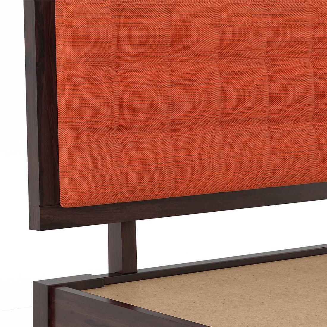 Florence Bed Solid Wood Queen Size Bed In Mahogany Finish & Lava Colour