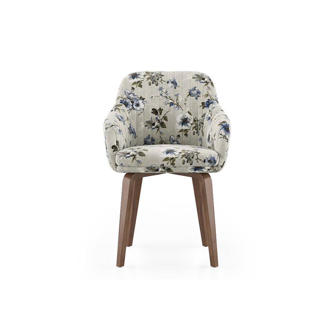 Atlas Crest Solid Wood 6 Seater Dining Table with 6 Rochelle Lounge Chair