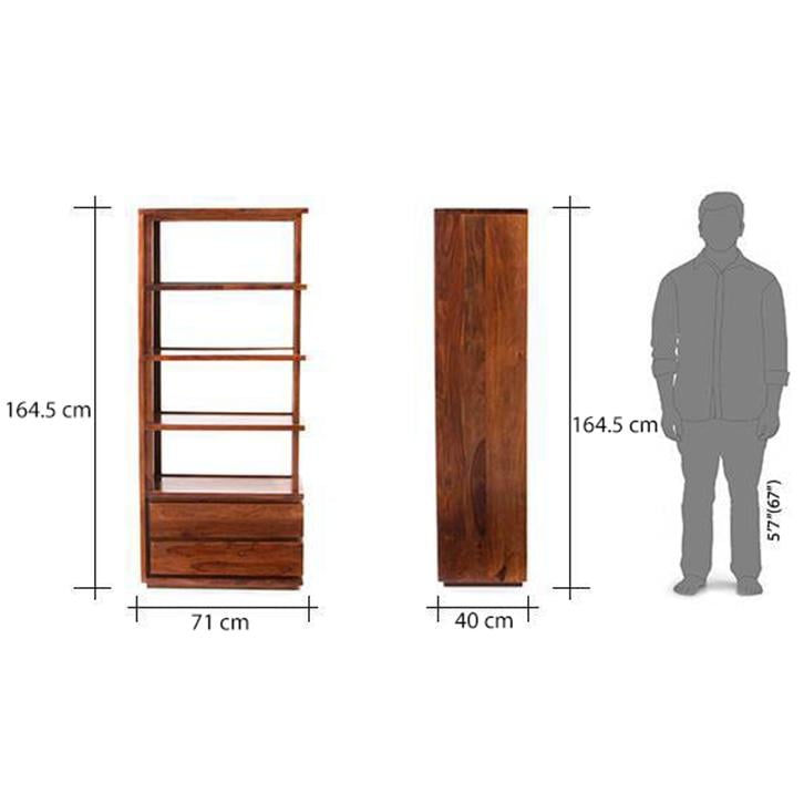 Vector Solid Wood Bookshelf in Teak Finish