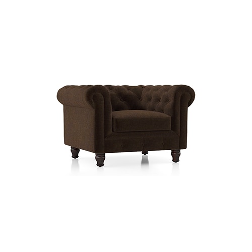 Winchester Premium 1 Seater Fabric Sofa in Dark Earth Colour - Urban Ladder