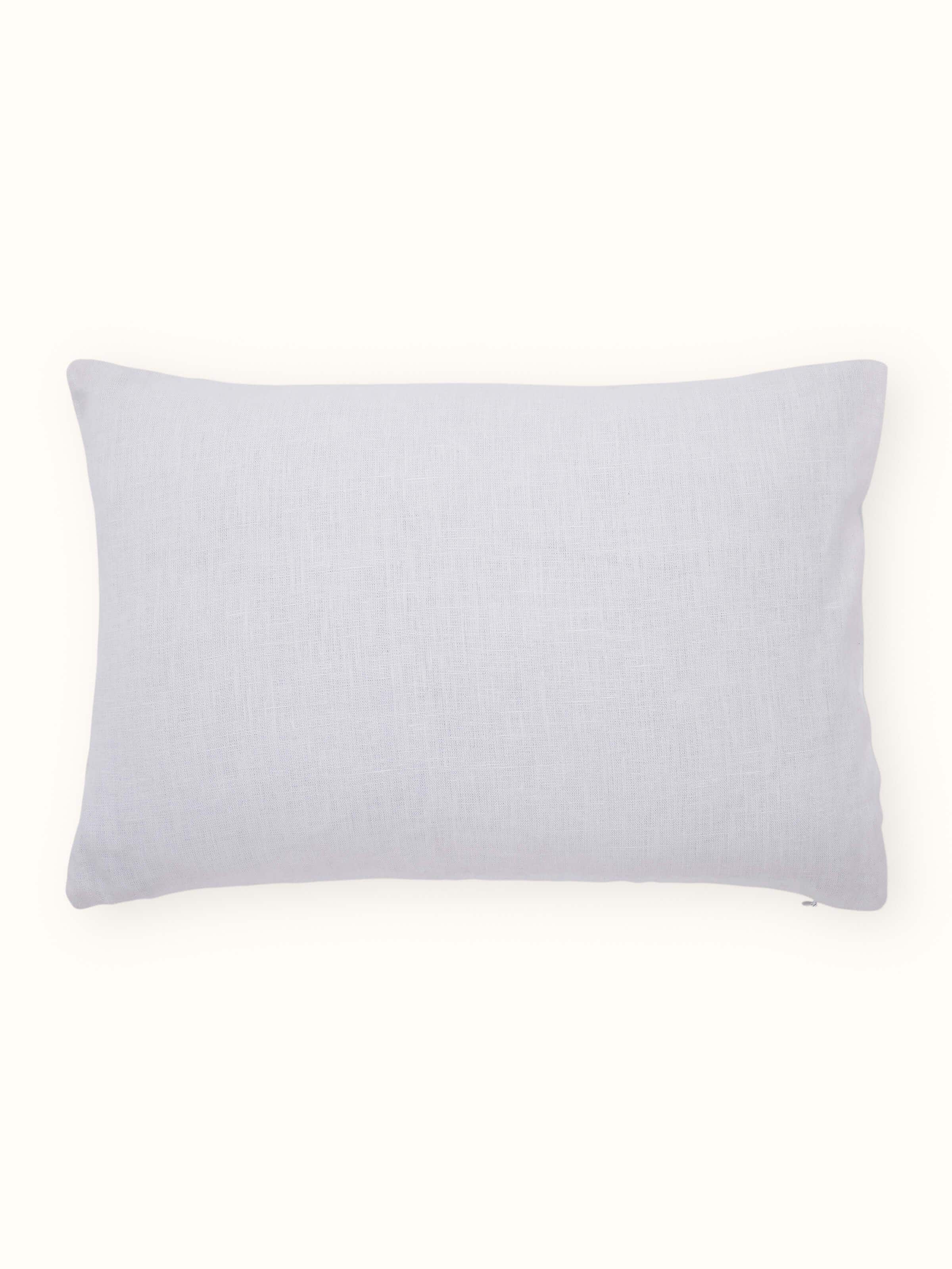 Razza Ivory Tulip Buta Linen Kashmir Chain Stitch Hand Embroidery Cushion Cover