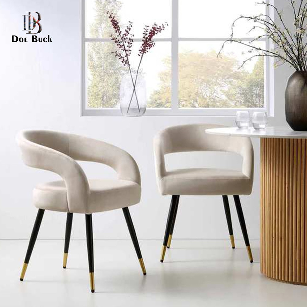 Bentlee Metal Accent Chair in Beige Colour