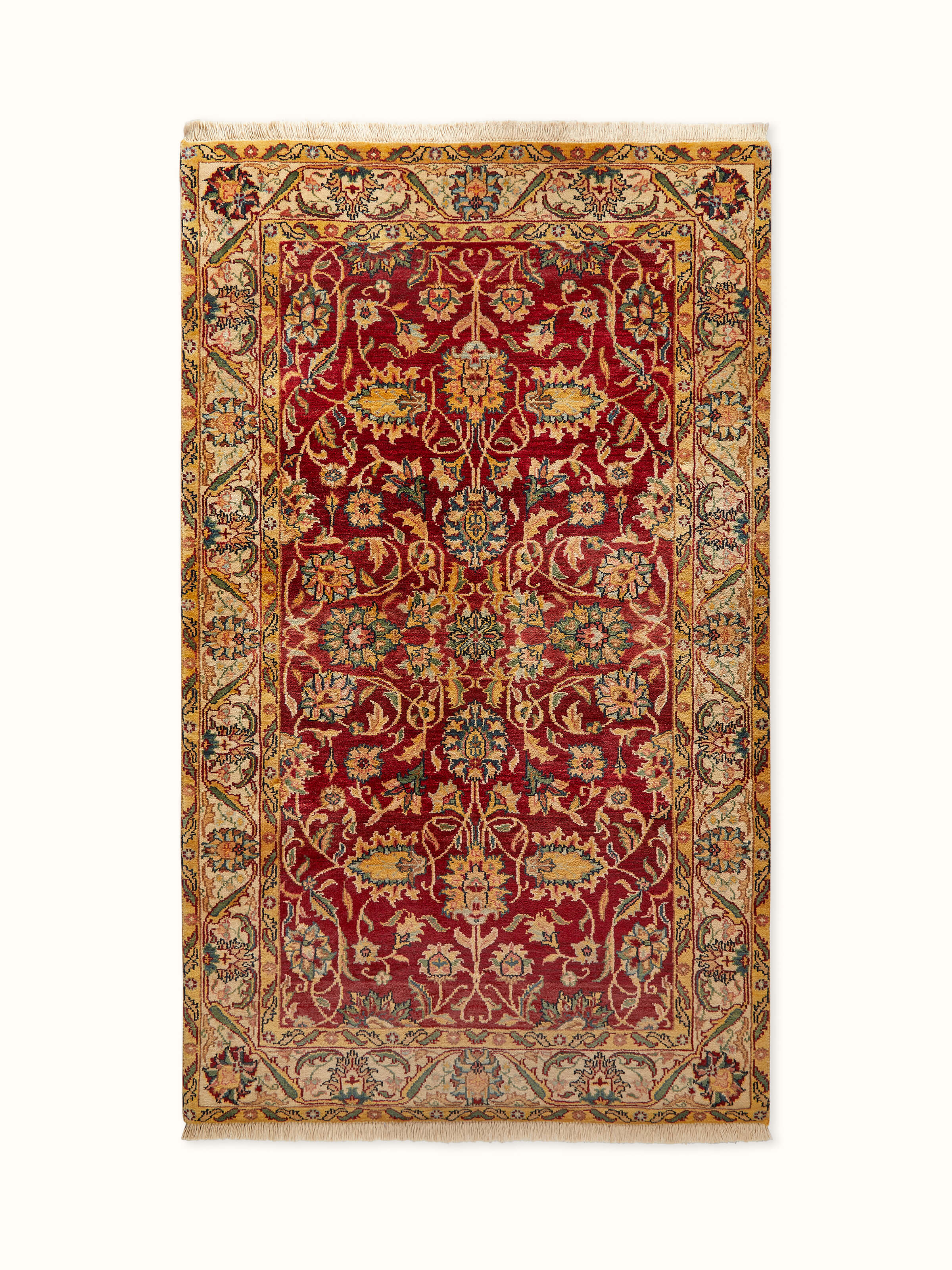 Front view of Ziegler traditional red Jaipur wool hand-knotted carpet displaying its rich red color and intricate design