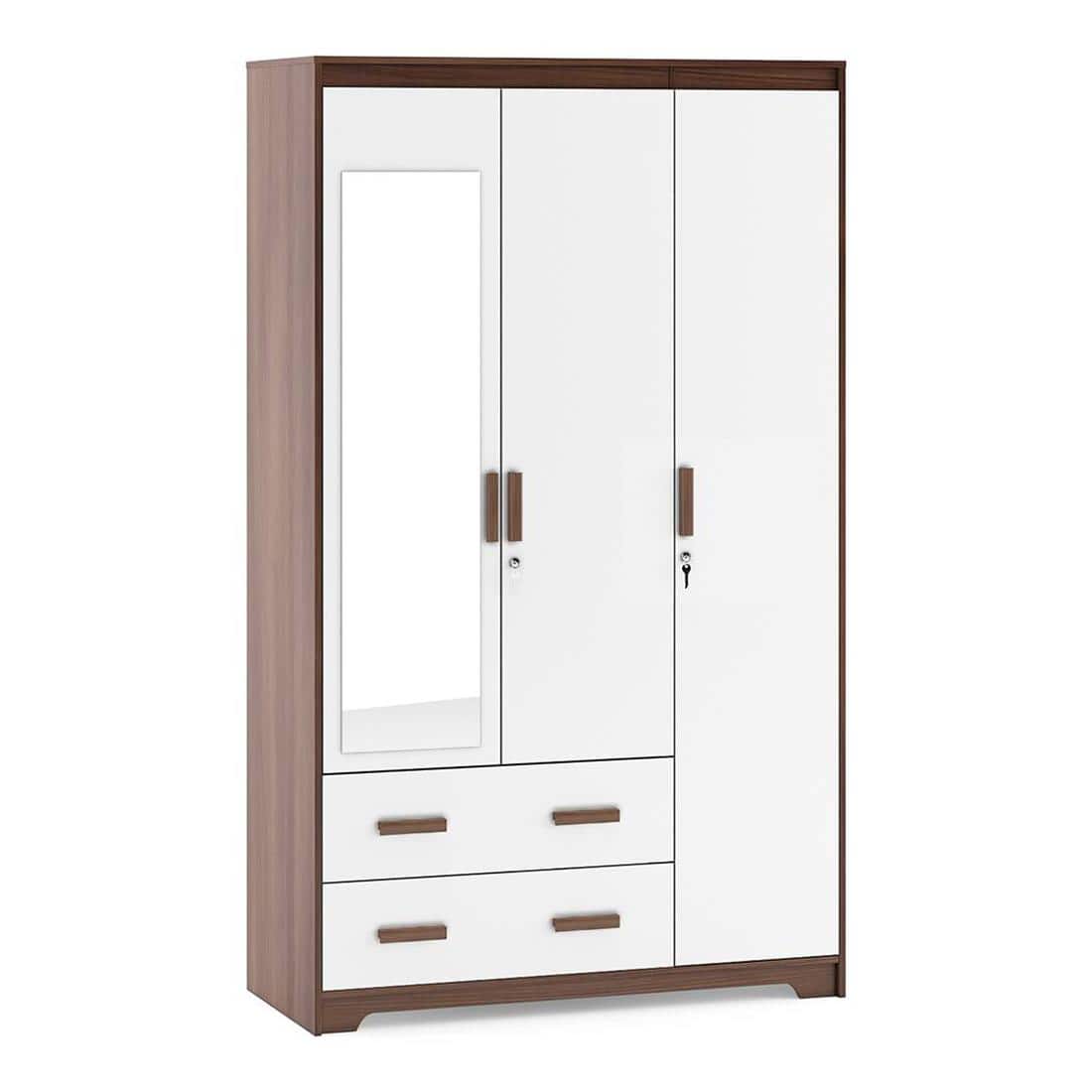 Miller 3 Door 2 Drawers Wardrobe With Mirror and Lock in Two Tone Finish