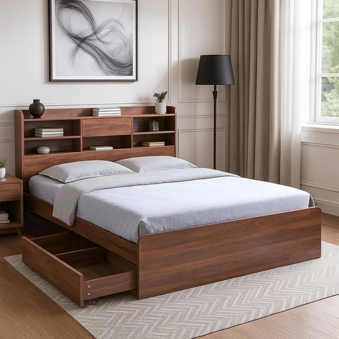 Merkel Engineered Wood Drawer Storage Bed