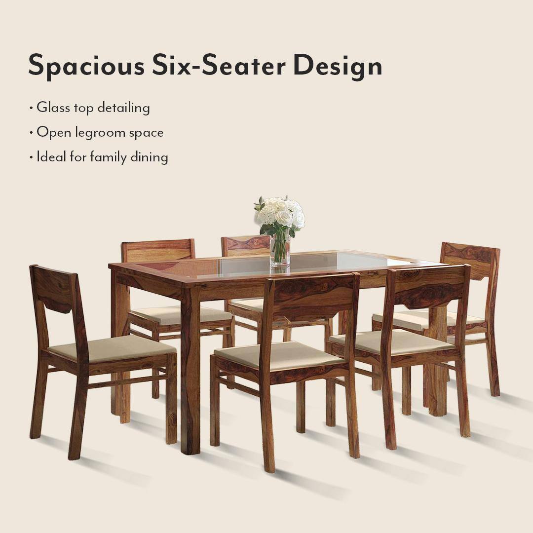 Floyd 6 Seater Dining Table Glass Top With Set Of 6 Kerry Dining Chairs