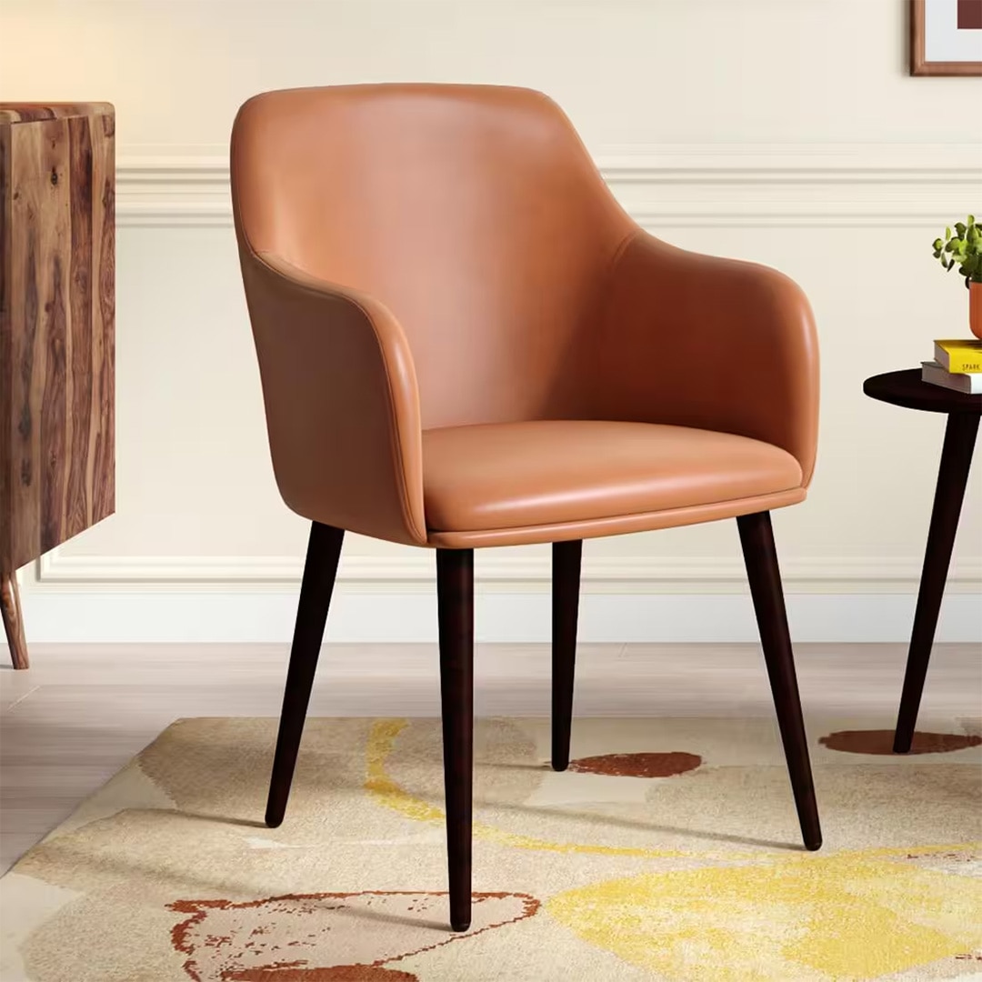 Owen Lounge Chair in Tan Leatherette