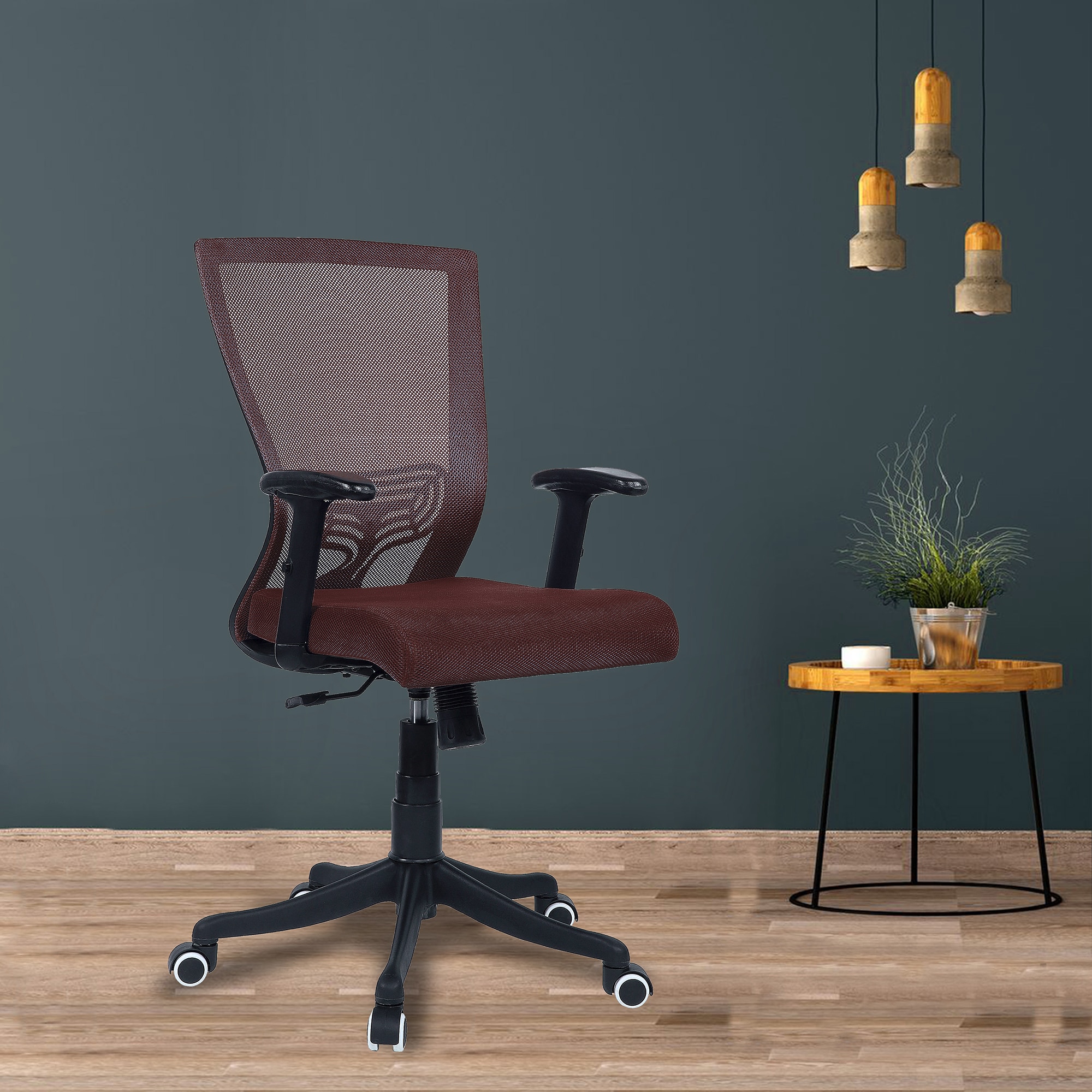 Ebeaony Mid Back Ergonomic Chair in Brown Colour