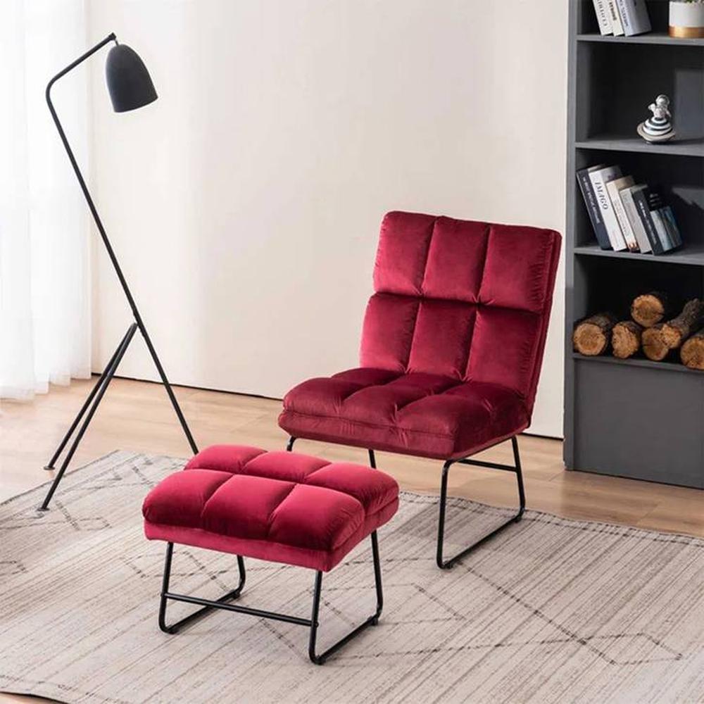 Hiltonia Chair With Ottoman Red