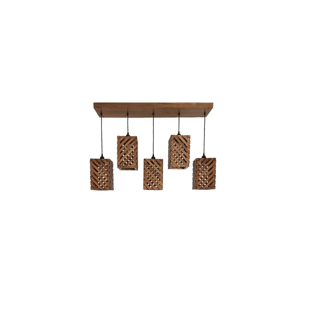 Oblique 5 Series Brown Solid Wood Cluster Hanging Light