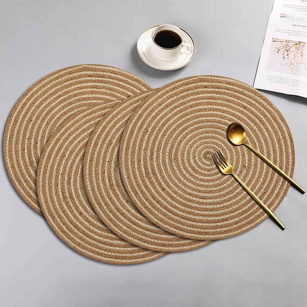 Jute Placemat (Beige , 38 CM x 38 CM , Pack of 4 )